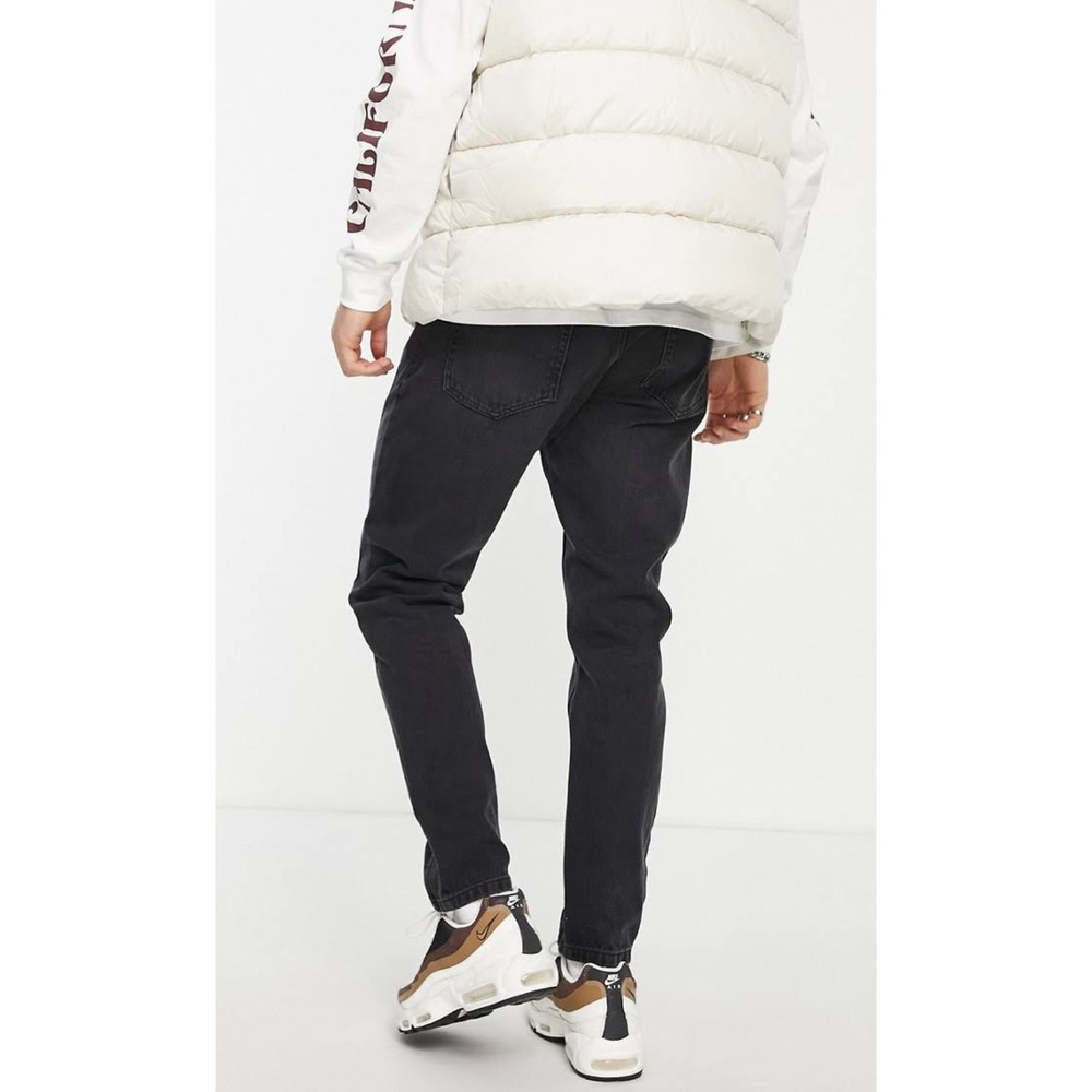 Topman Tapered front seam jeans in washed black - Picture 3 of 12